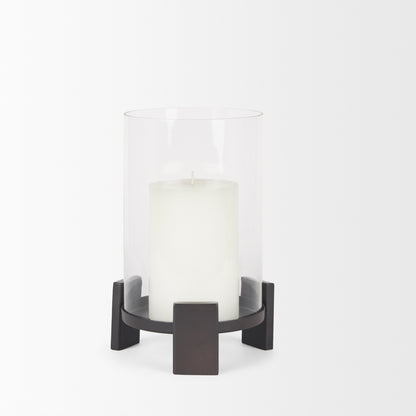 Price Small Matte Black Metal w/ Glass Hurricane Candle Holder