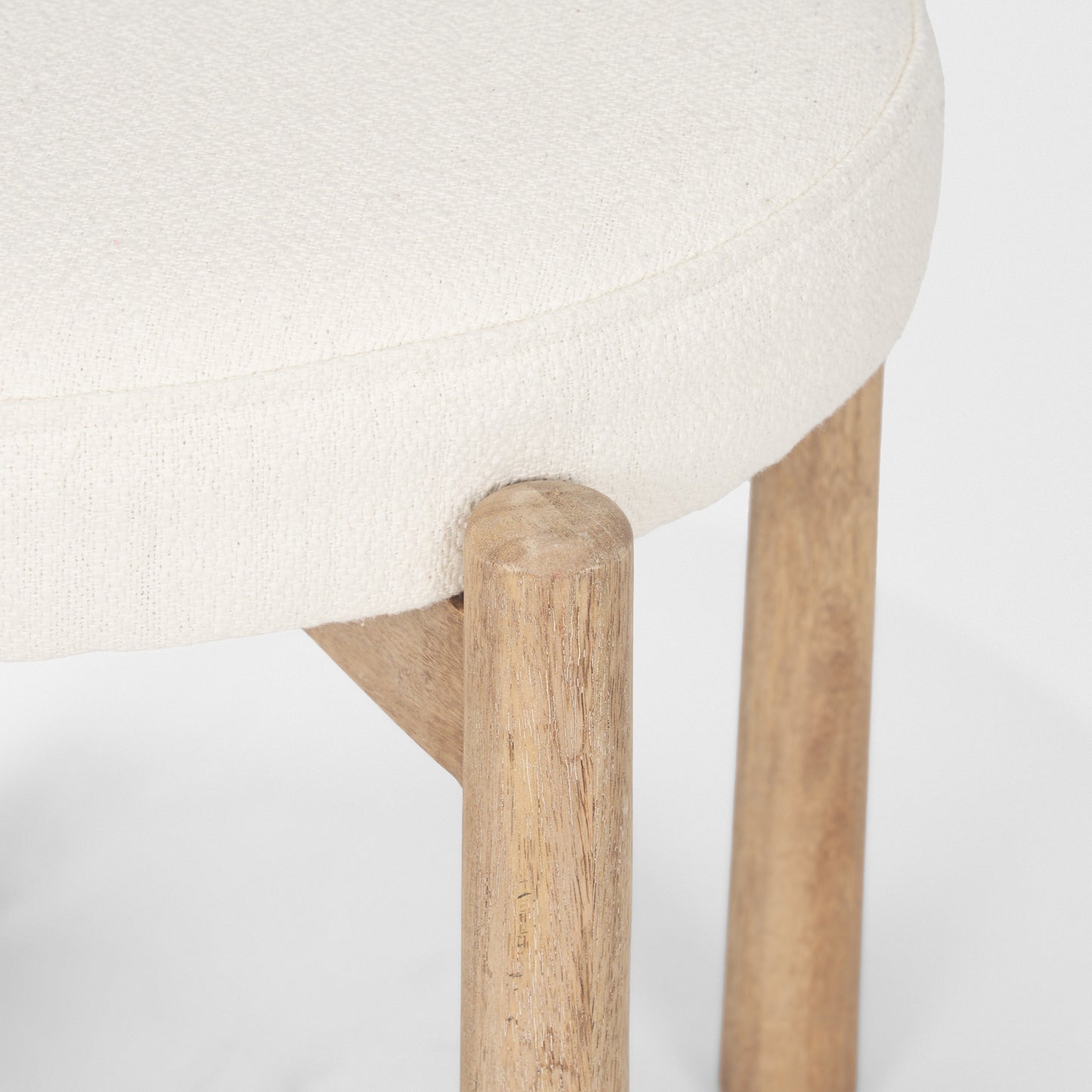 Shaiden Brown Wood w/ Cream Fabric Stool