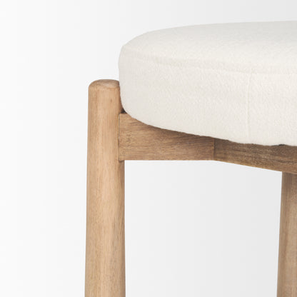 Shaiden Brown Wood w/ Cream Fabric Stool