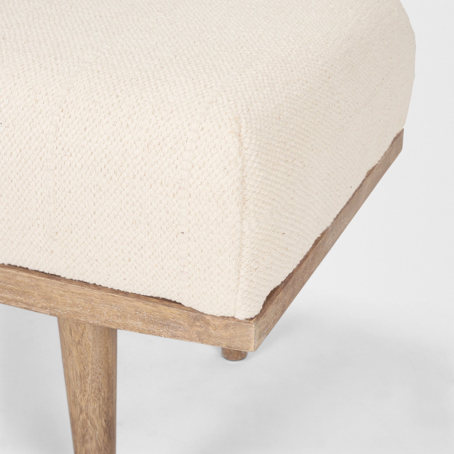 Shae Brown Wood w/ Oatmeal Fabric Bench