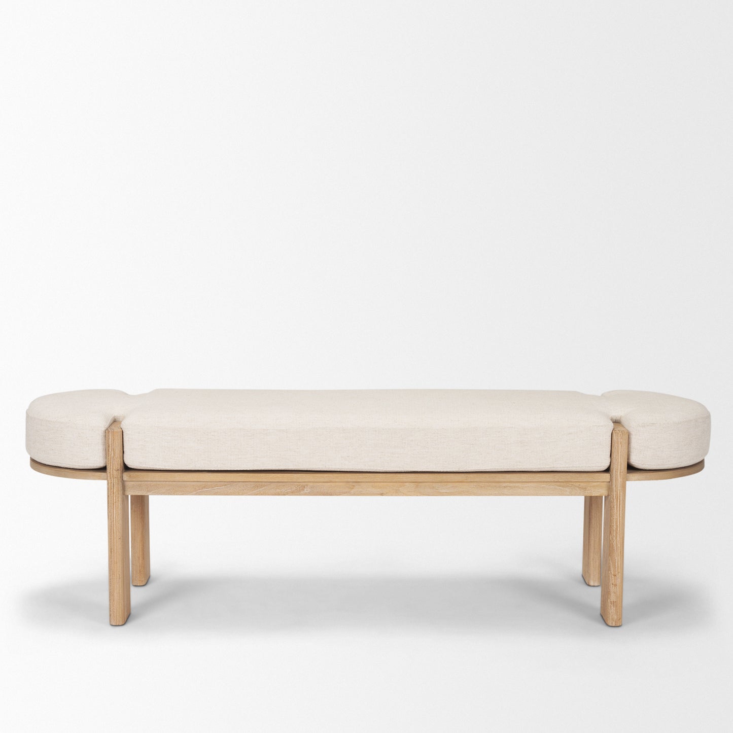 Sohan Light Brown Elm Wood w/ Oatmeal Fabric Bench