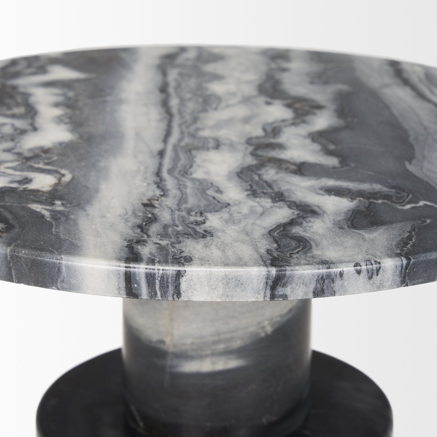 Taite Solid Dark Gray Marble Pedestal Accent Table