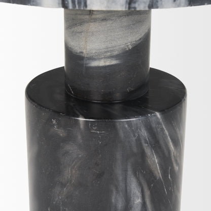 Taite Solid Dark Gray Marble Pedestal Accent Table