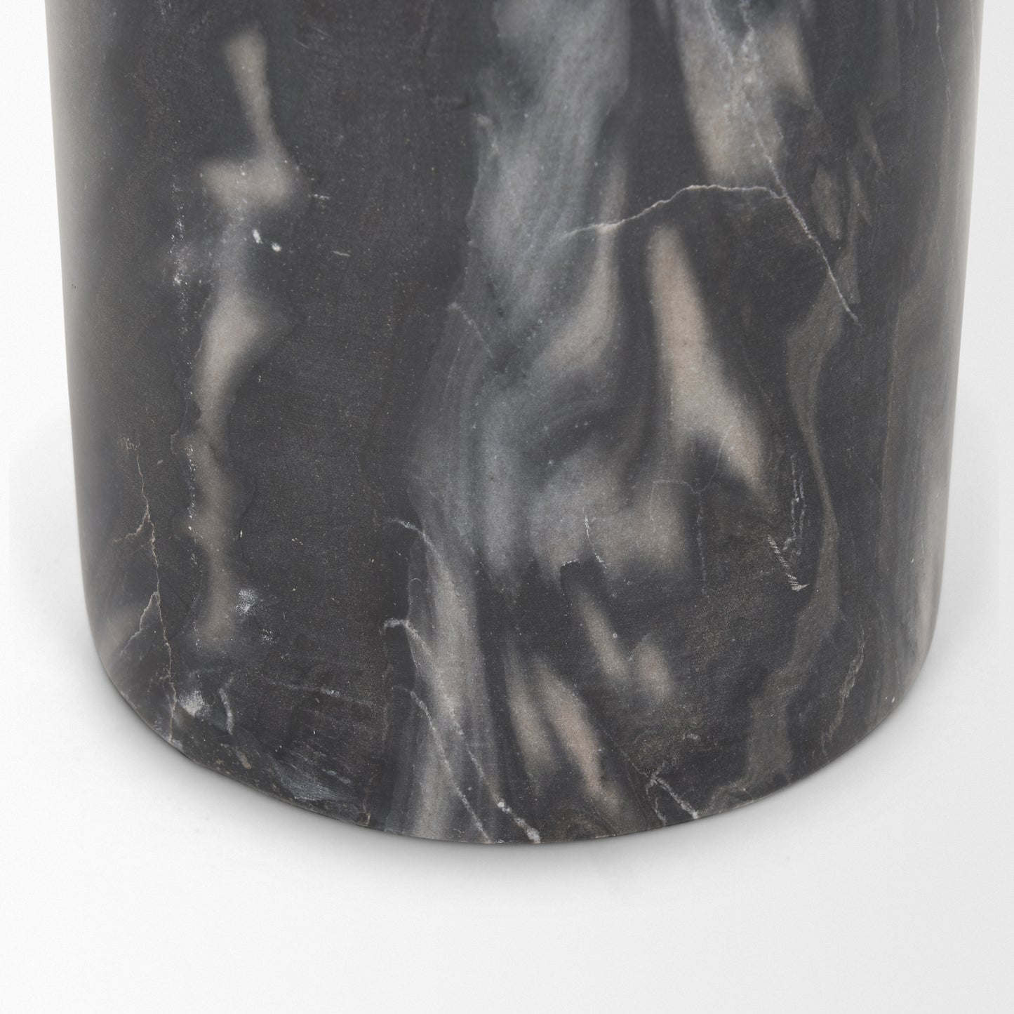 Taite Solid Dark Gray Marble Pedestal Accent Table