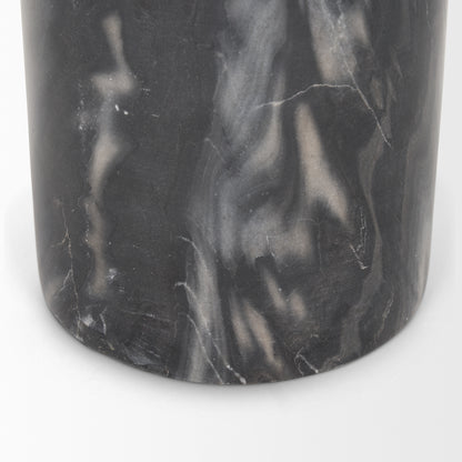 Taite Solid Dark Gray Marble Pedestal Accent Table