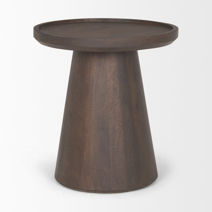Takoda Dark Brown Wood Tapered Drum Accent Table