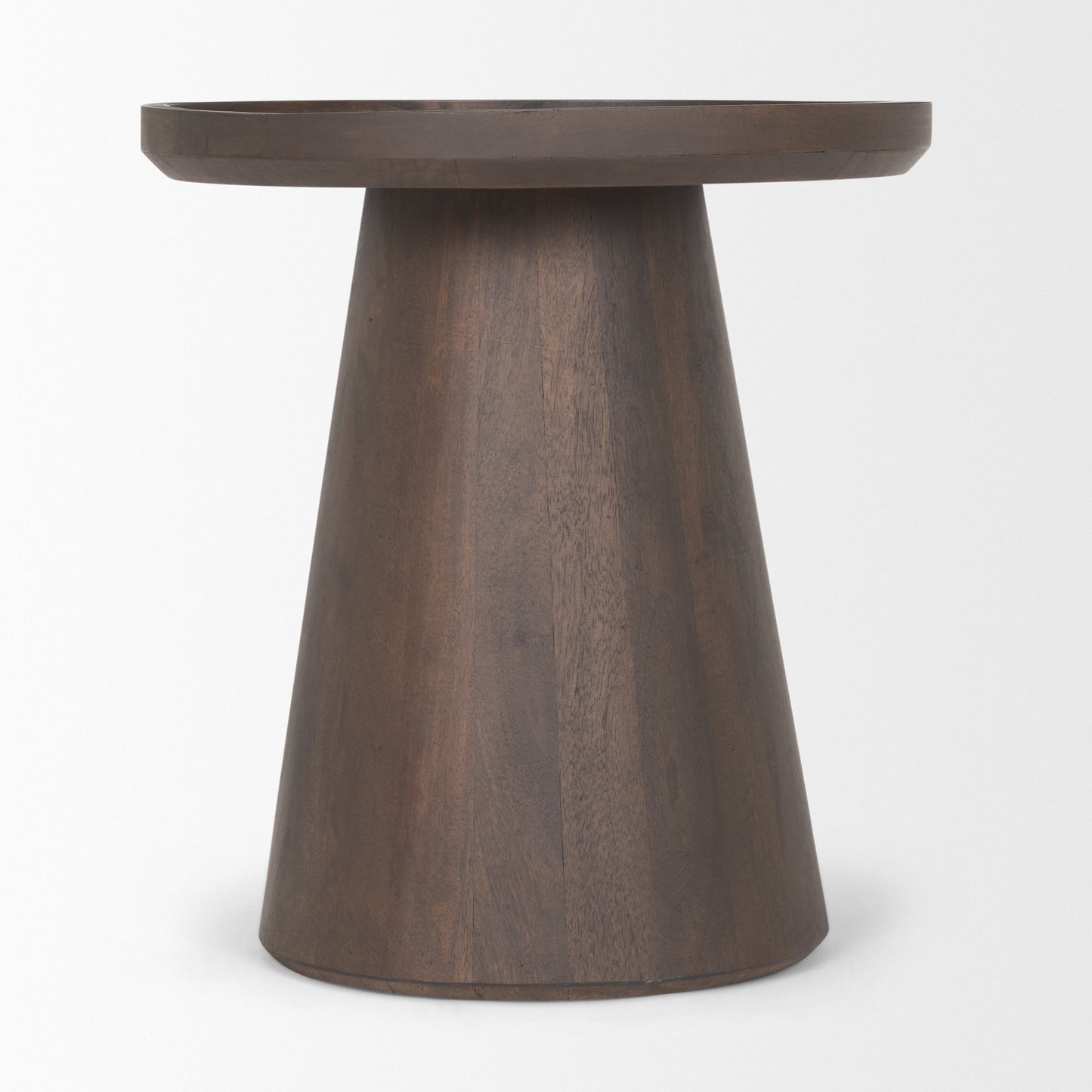 Takoda Dark Brown Wood Tapered Drum Accent Table