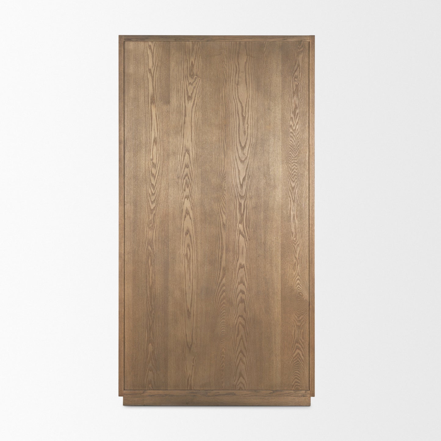 Sina Brown Oak Wood w/ Natural Rattan 2 Door Curio Cabinet