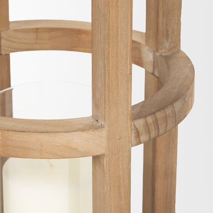 Andy II Small Natural Wood Cylindrical Lantern