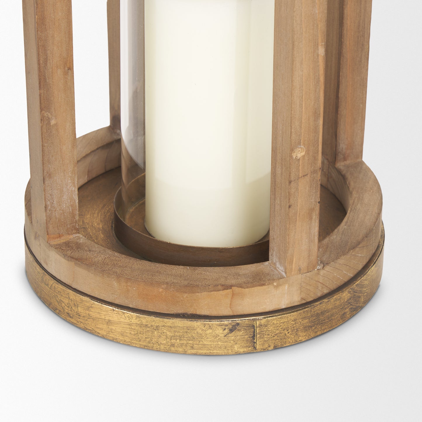 Andy II Small Natural Wood Cylindrical Lantern