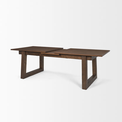 Takota Dark Brown Rectangular Oak Wood w/ Birch Wood Legs Extendable Dining Table