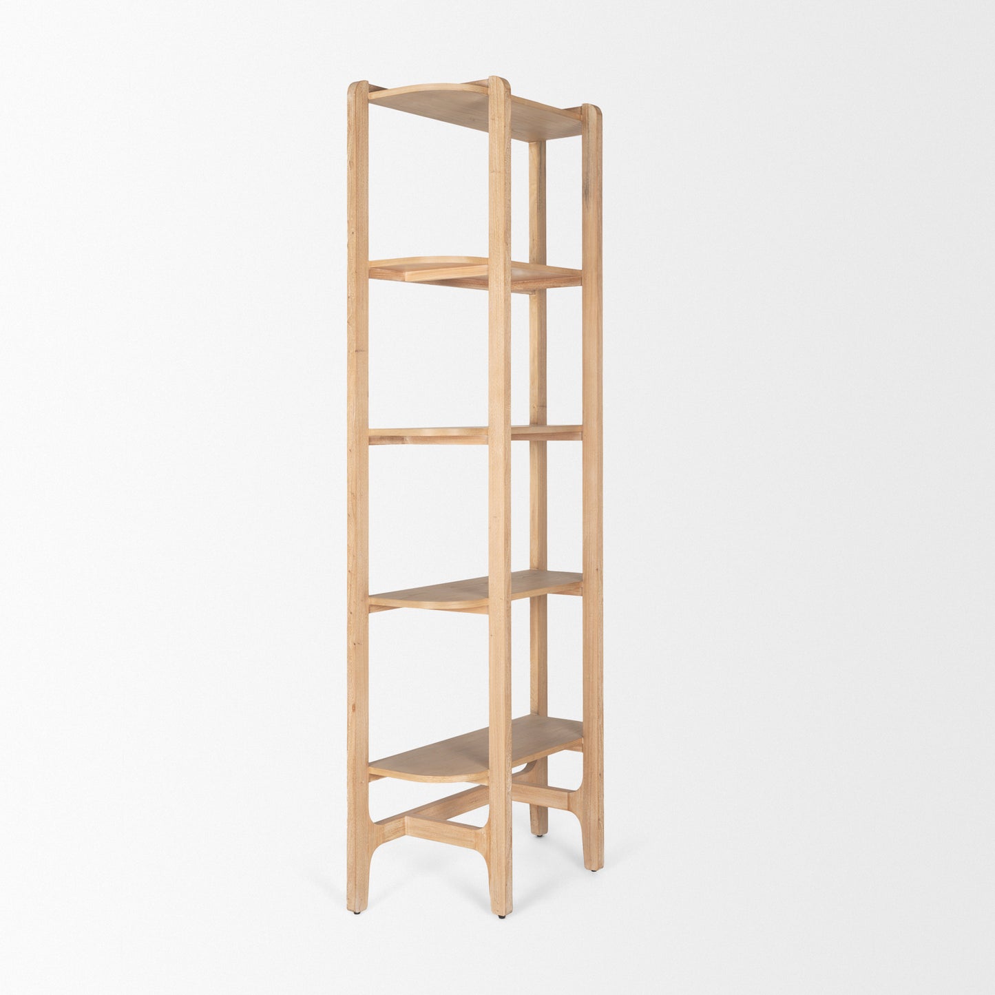Taylin Light Brown Solid Wood Open Bookshelf