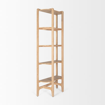 Taylin Light Brown Solid Wood Open Bookshelf