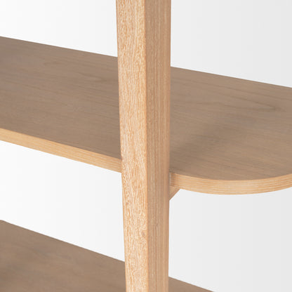 Taylin Light Brown Solid Wood Open Bookshelf