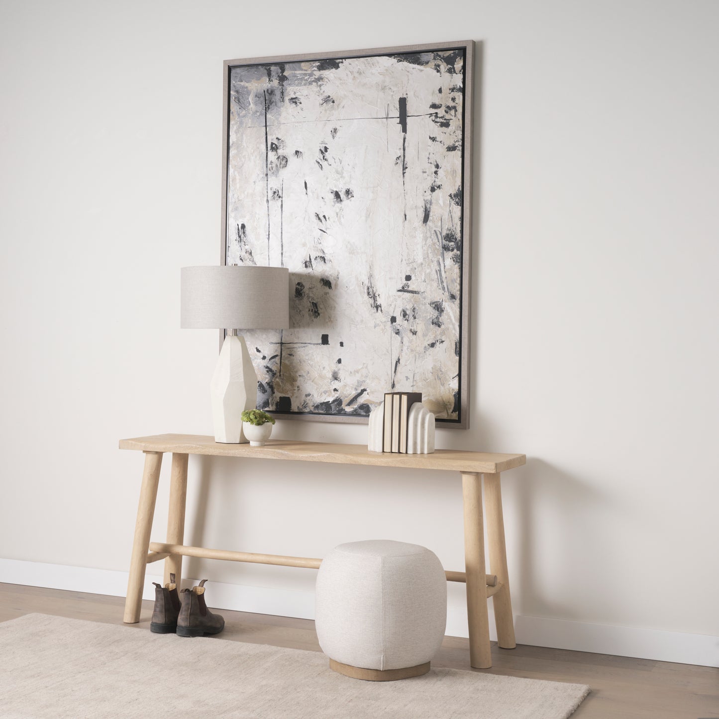 Sekou Light Brown Wooden Craftsman Console Table