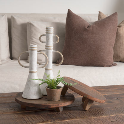 Ziva Small Distressed Wall White Metal Sculptural Object