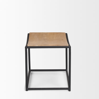 Taniel Light Brown Wood w/ Black Metal Stool
