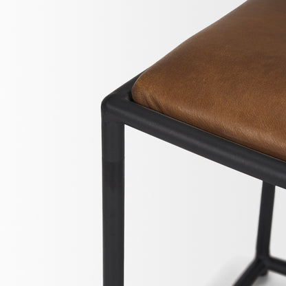 Taniel Brown Leather w/ Black Metal Stool