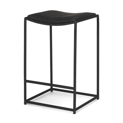 Taniel Black Leather w/ Black Metal Counter Stool