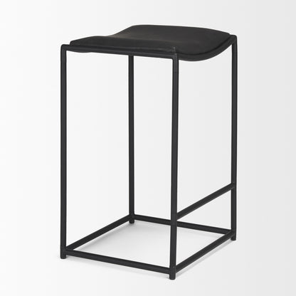 Taniel Black Leather w/ Black Metal Counter Stool