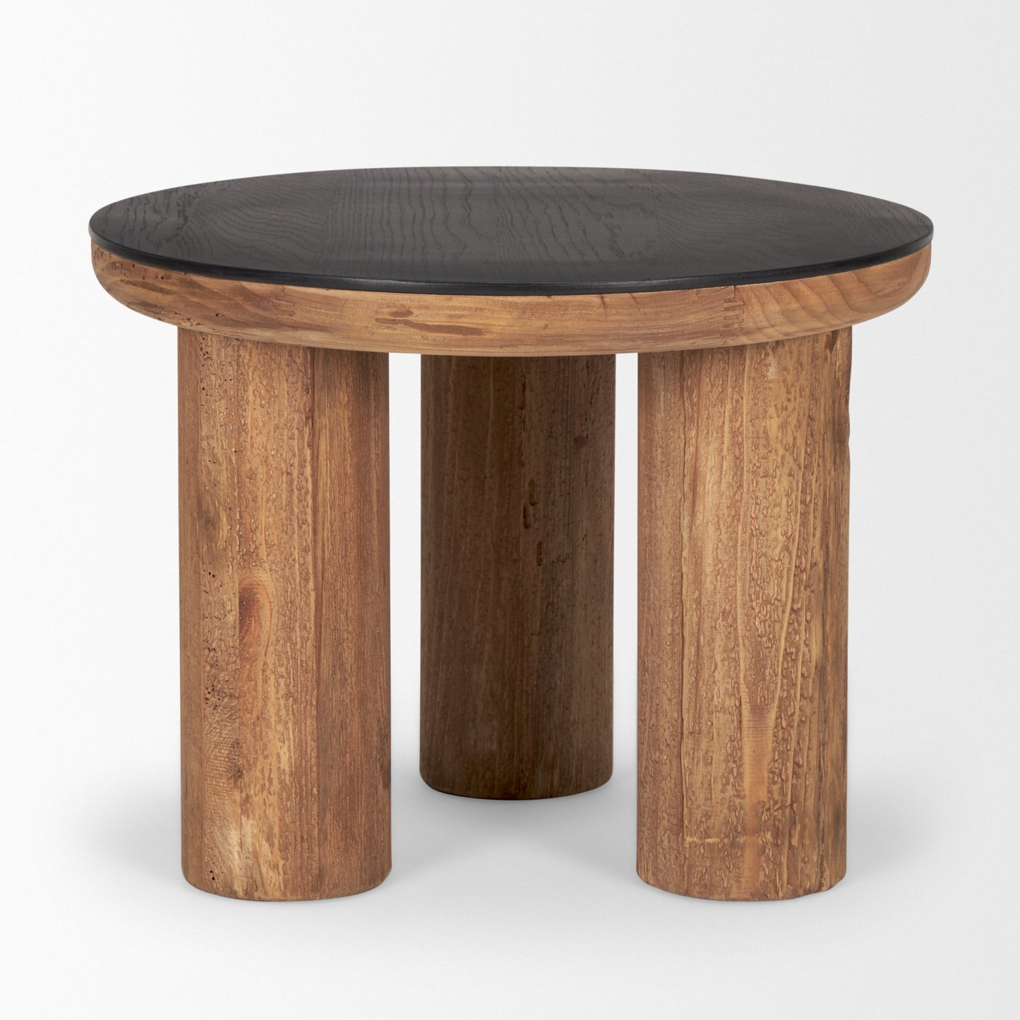Tucson Natural Wood w/ Round Black Oak Top Side Table