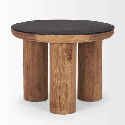 Tucson Natural Wood w/ Round Black Oak Top Side Table