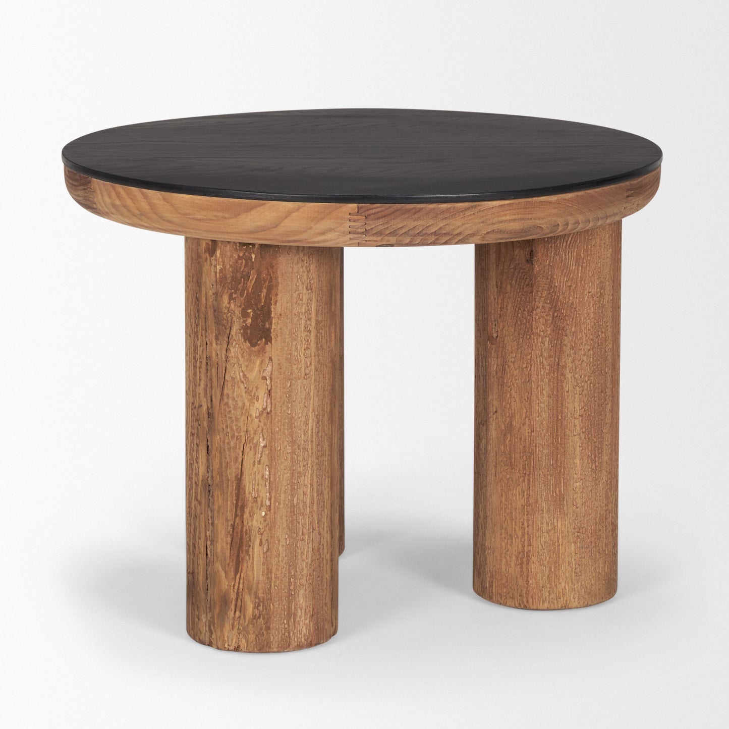Tucson Natural Wood w/ Round Black Oak Top Side Table