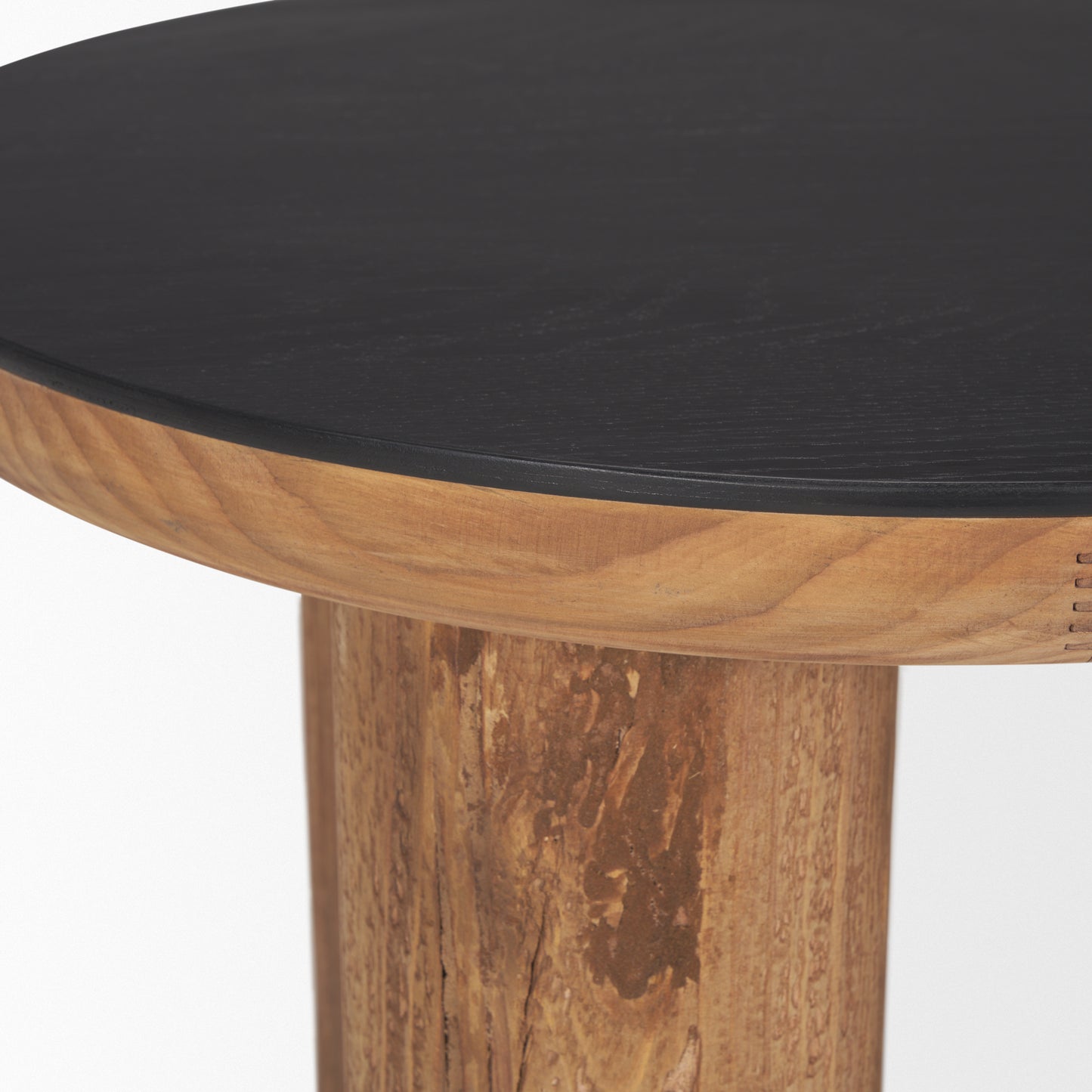 Tucson Natural Wood w/ Round Black Oak Top Side Table