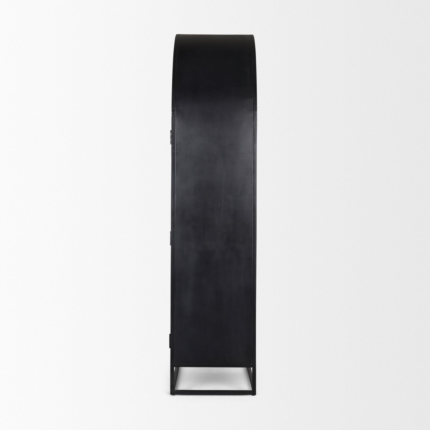 Sloan 80.5H Dark Brown Wood W/Black Metal Arched Curio Cabinet