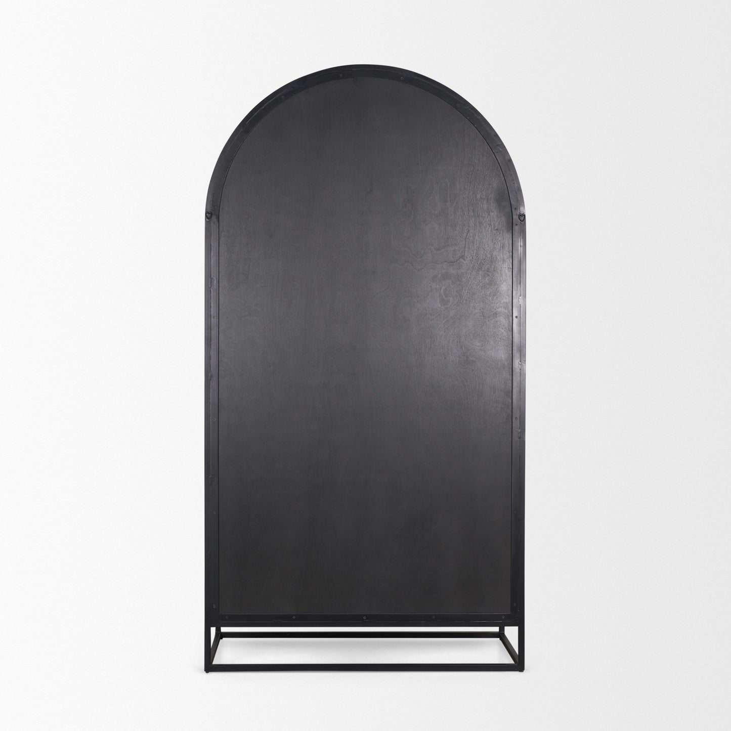Sloan 80.5H Dark Brown Wood W/Black Metal Arched Curio Cabinet