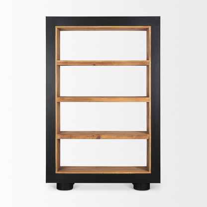 Tabor Natural Wood w/ Black Oak Frame Bookcase