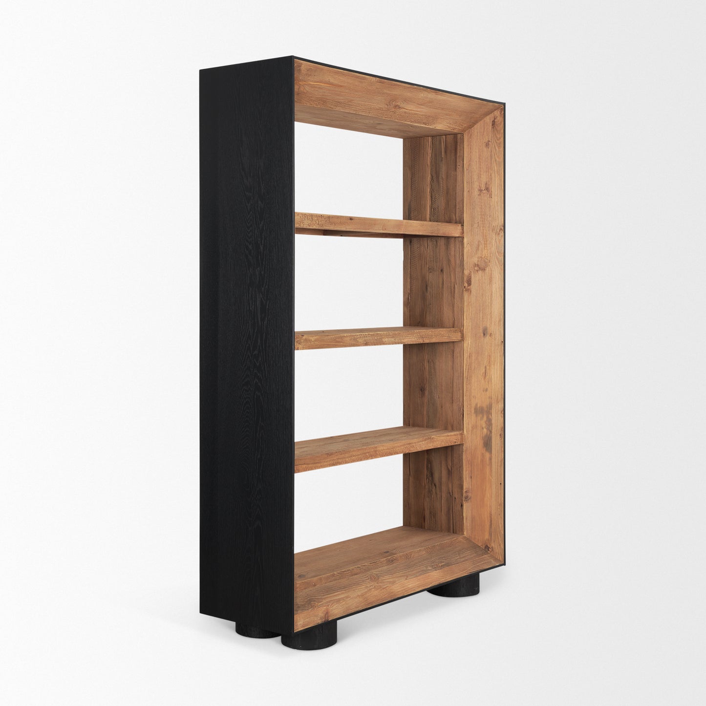 Tabor Natural Wood w/ Black Oak Frame Bookcase