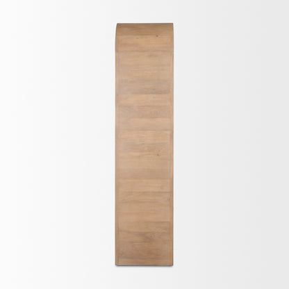 Sorina Reverse Fluted Light Brown Wood Curio Cabinet