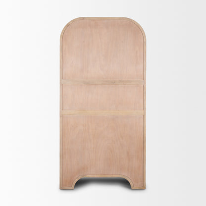 Sorina Reverse Fluted Light Brown Wood Curio Cabinet