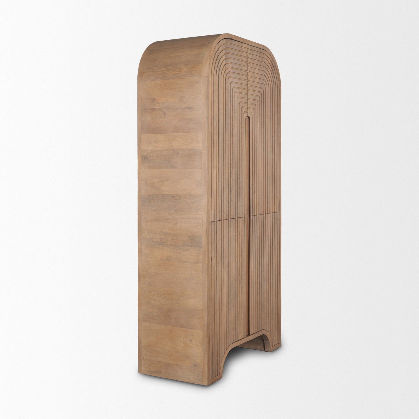 Sorina Reverse Fluted Light Brown Wood Curio Cabinet
