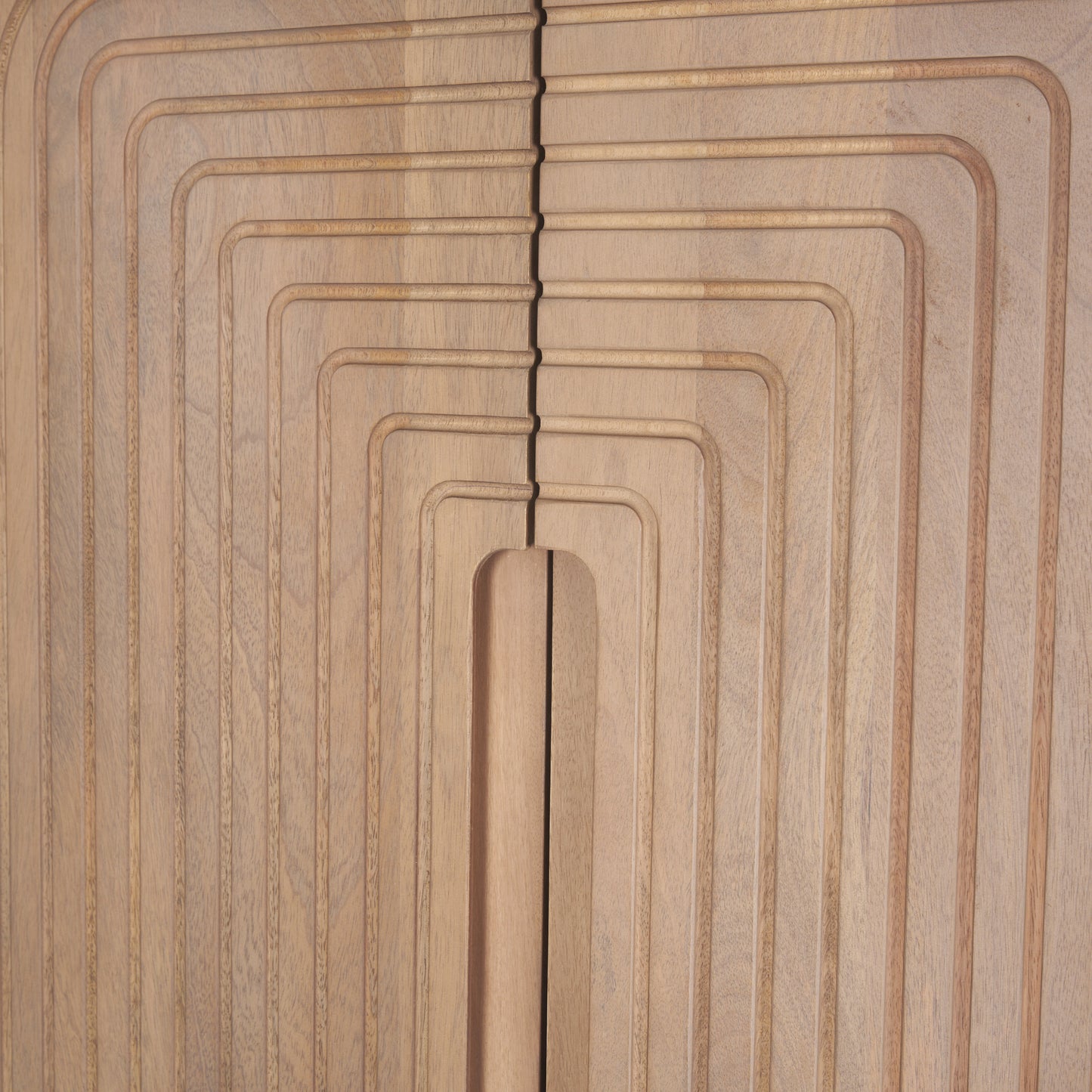 Sorina Reverse Fluted Light Brown Wood Curio Cabinet