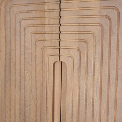 Sorina Reverse Fluted Light Brown Wood Curio Cabinet