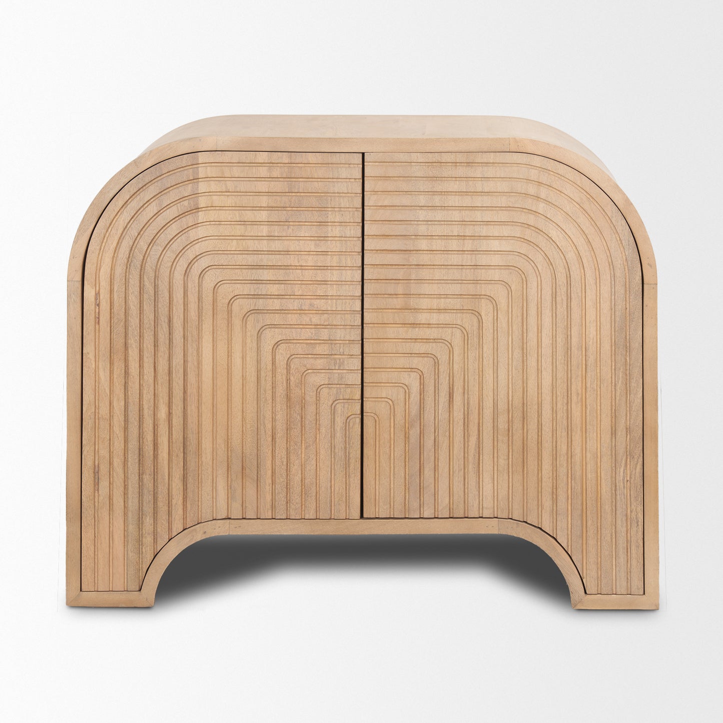 Sorina Reverse Fluted Light Brown Wood Accent Cabinet