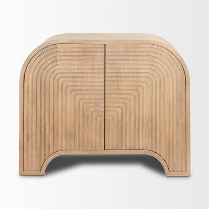 Sorina Reverse Fluted Light Brown Wood Accent Cabinet