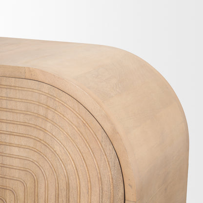 Sorina Reverse Fluted Light Brown Wood Accent Cabinet