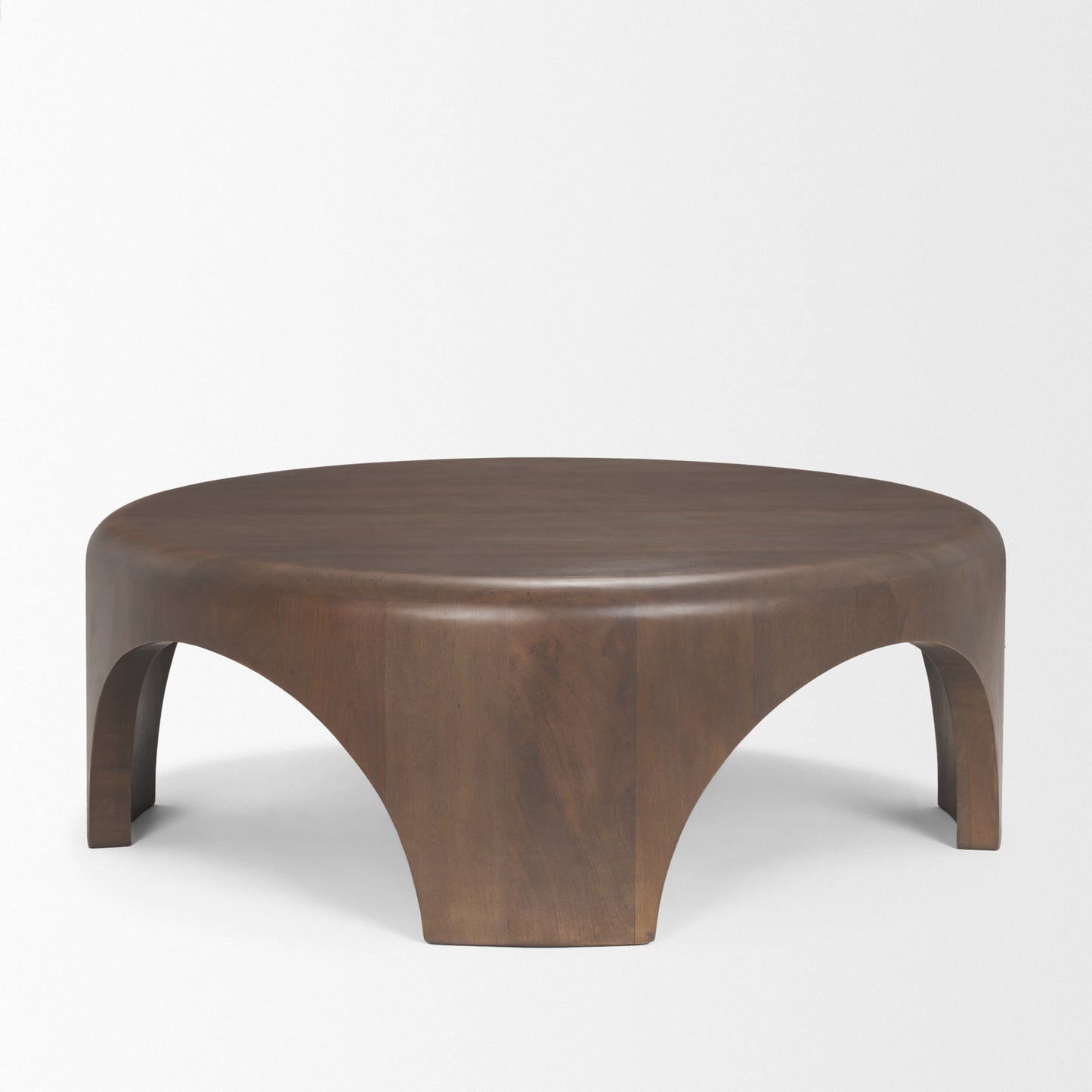 Shima Round Dark Brown Wood W/Arched Legs Coffee Table
