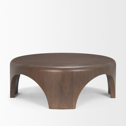 Shima Round Dark Brown Wood W/Arched Legs Coffee Table