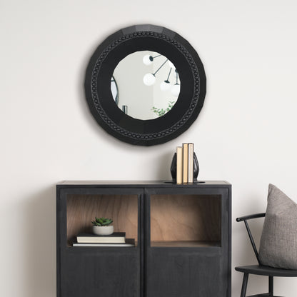 Ranela Black Beaded Wooden Wall Mirror