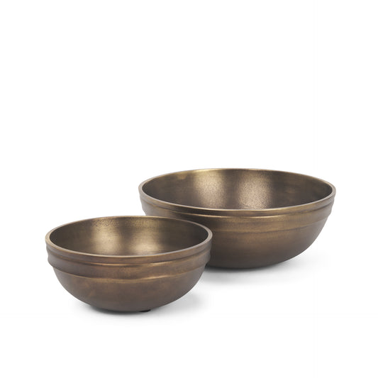 Tomiko Decorative Brass Finished Cast Aluminum Round Bowls