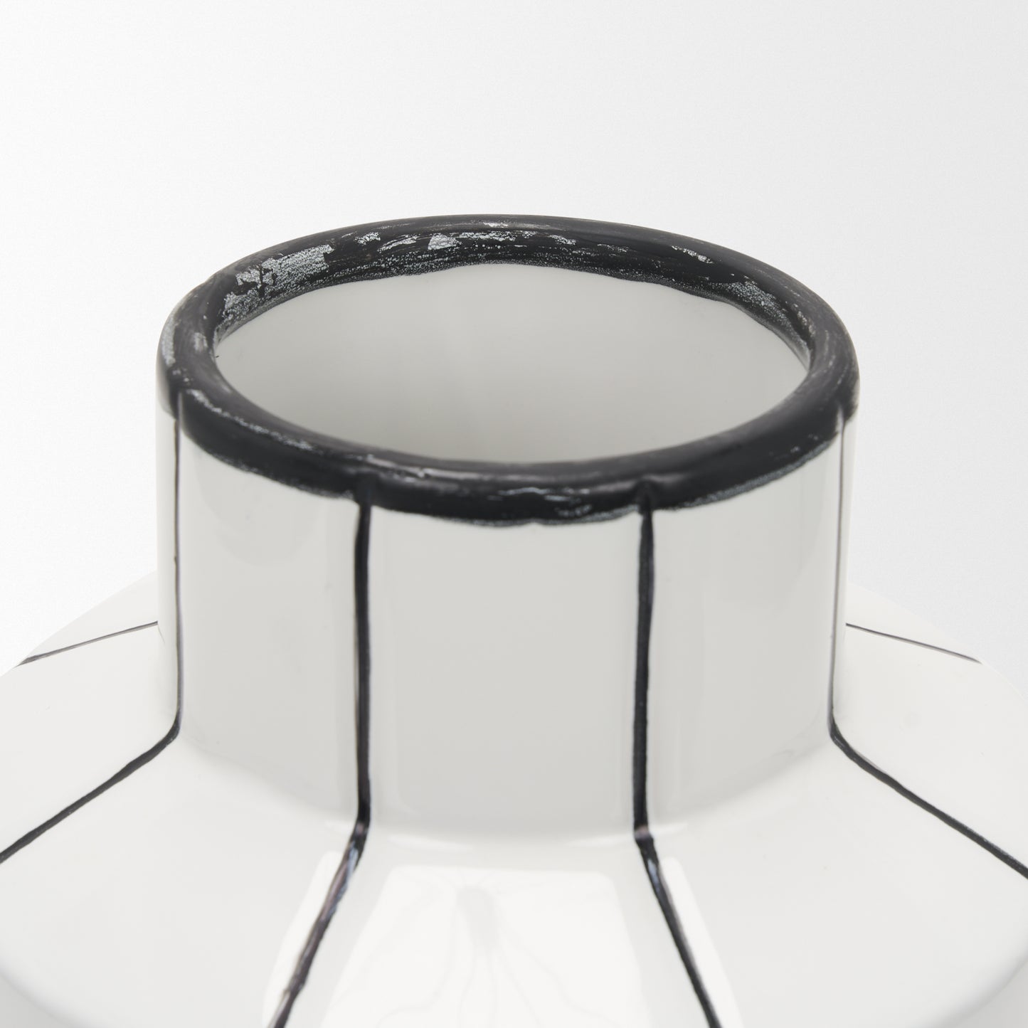 Dinah Small White w/ Black Stripes Ceramic Vase