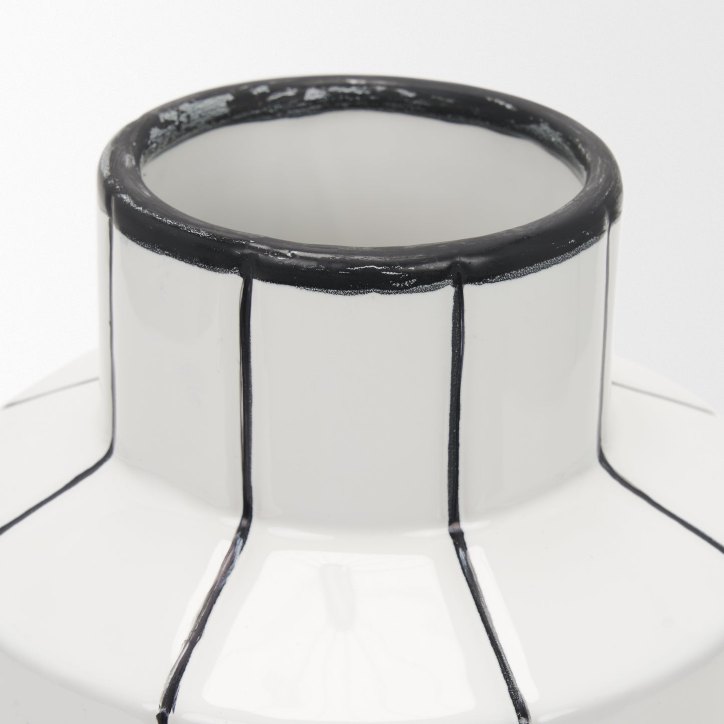 Dinah Small White w/ Black Stripes Ceramic Vase