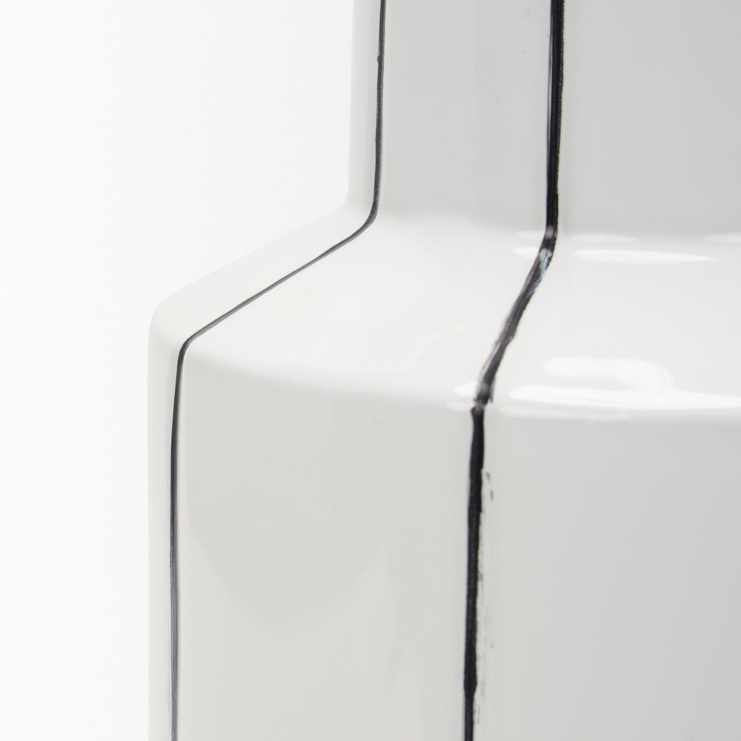 Dinah Small White w/ Black Stripes Ceramic Vase