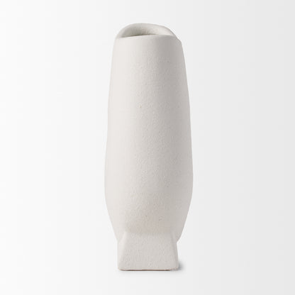 Darian Tall Textured Matte White Ceramic Vase