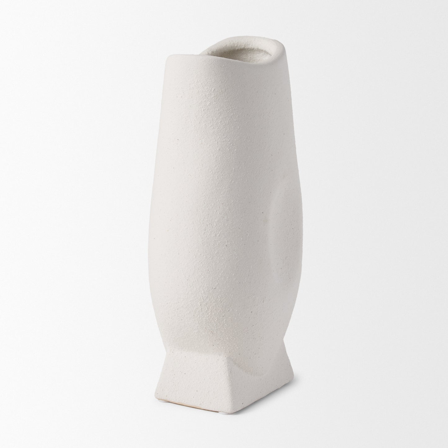 Darian Tall Textured Matte White Ceramic Vase