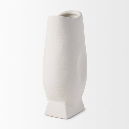 Darian Tall Textured Matte White Ceramic Vase